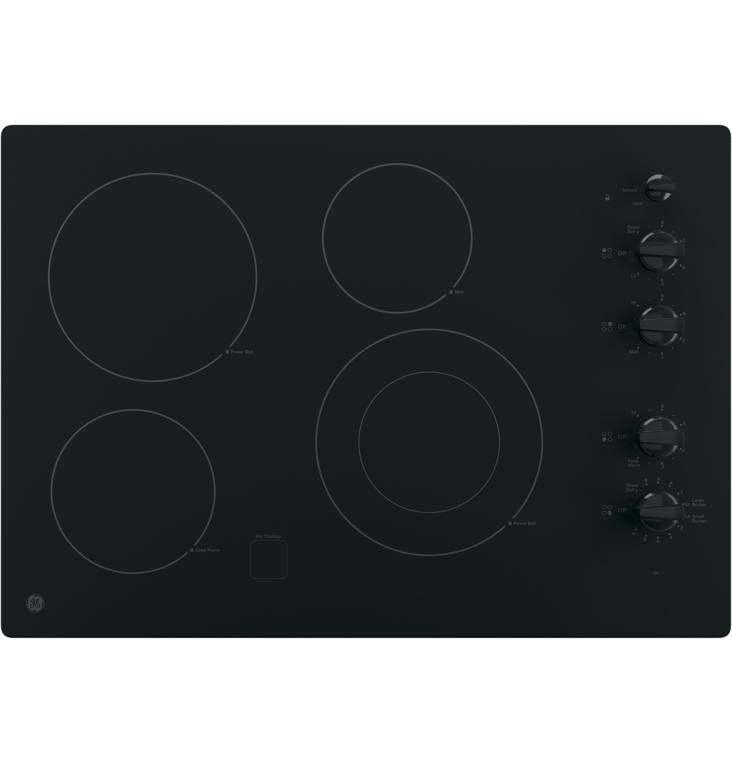 GE® 30" BuiltIn Knob Control Electric Cooktop JP3530TJWW ADA Appliances