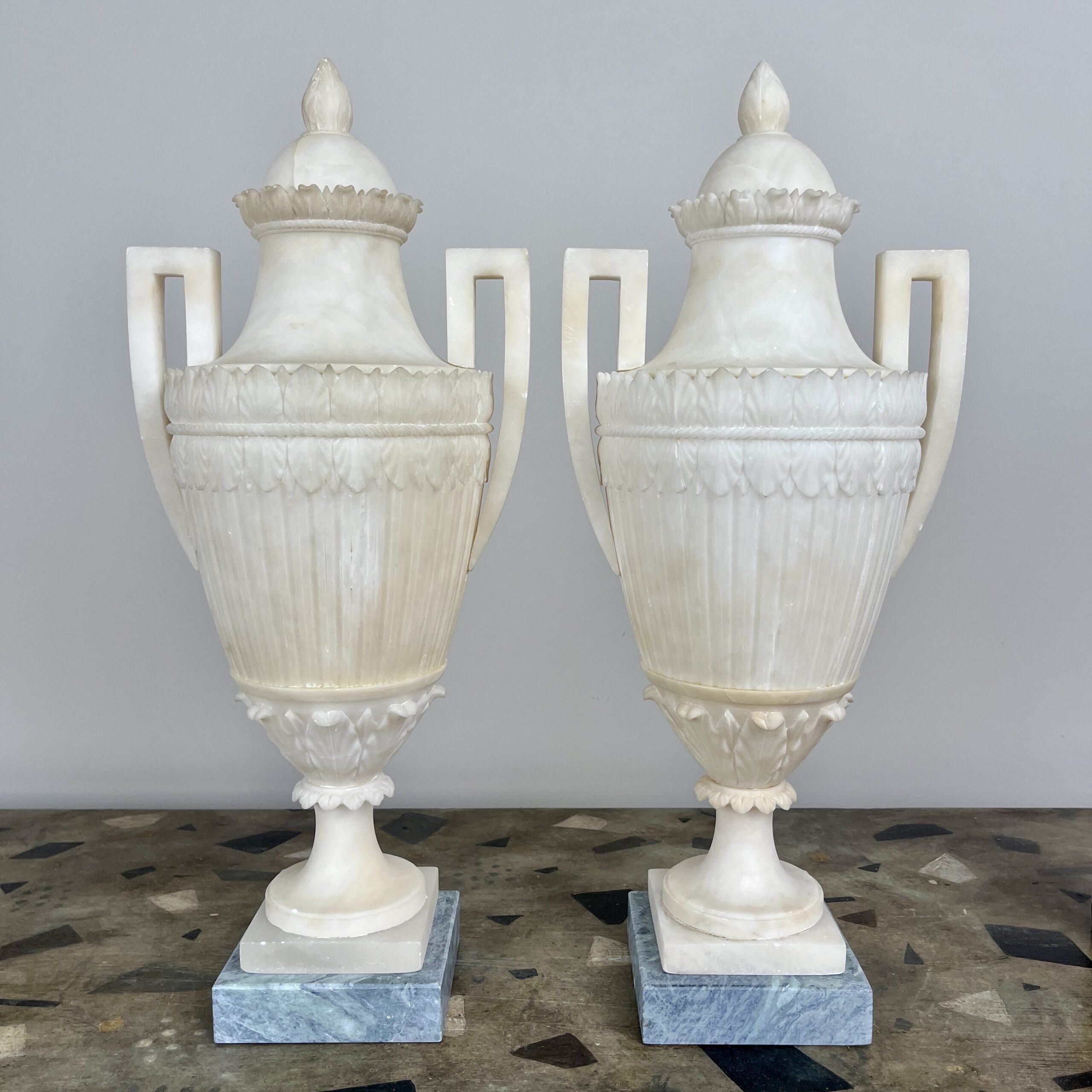 Pair of Alabaster and Marble Urns Adam Calvert Bentley