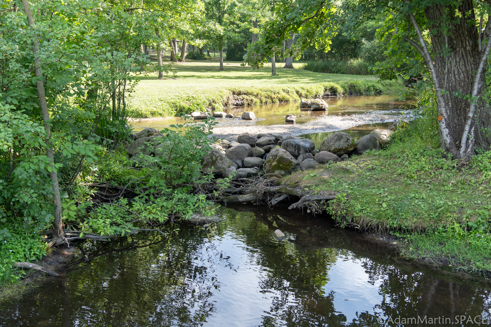 Regner Park in West Bend, Wisconsin Low water means rapids are gone