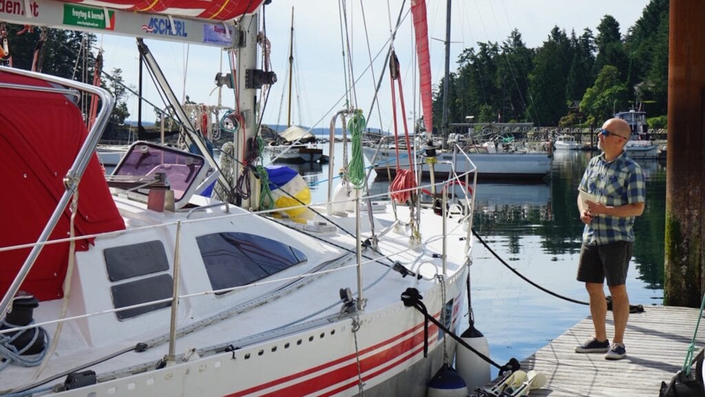 Championing Local Business Canoe Cove Adam Olsen. MLA for Saanich