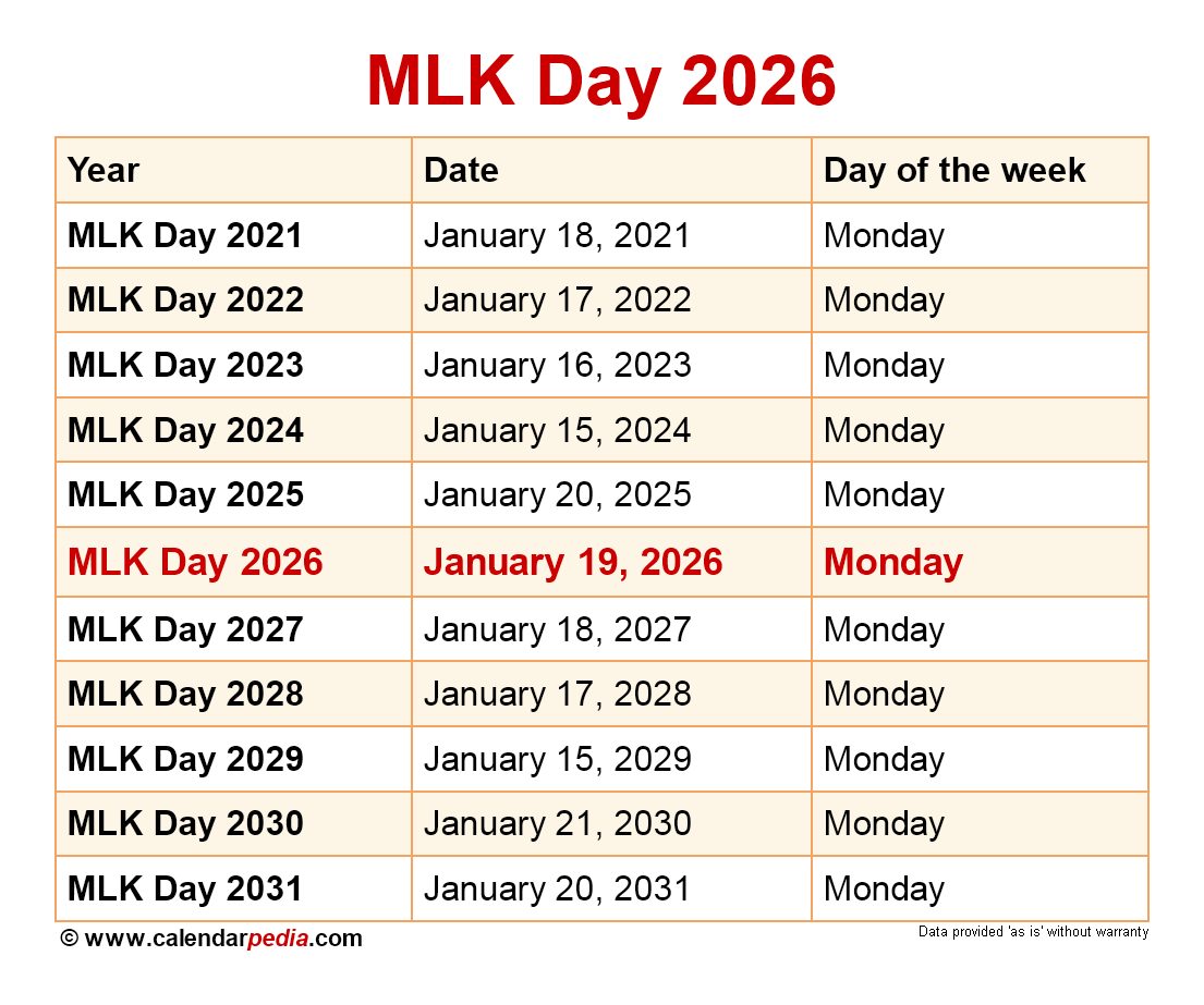 Martin Luther King 2026 Calendar Free Printable Templates