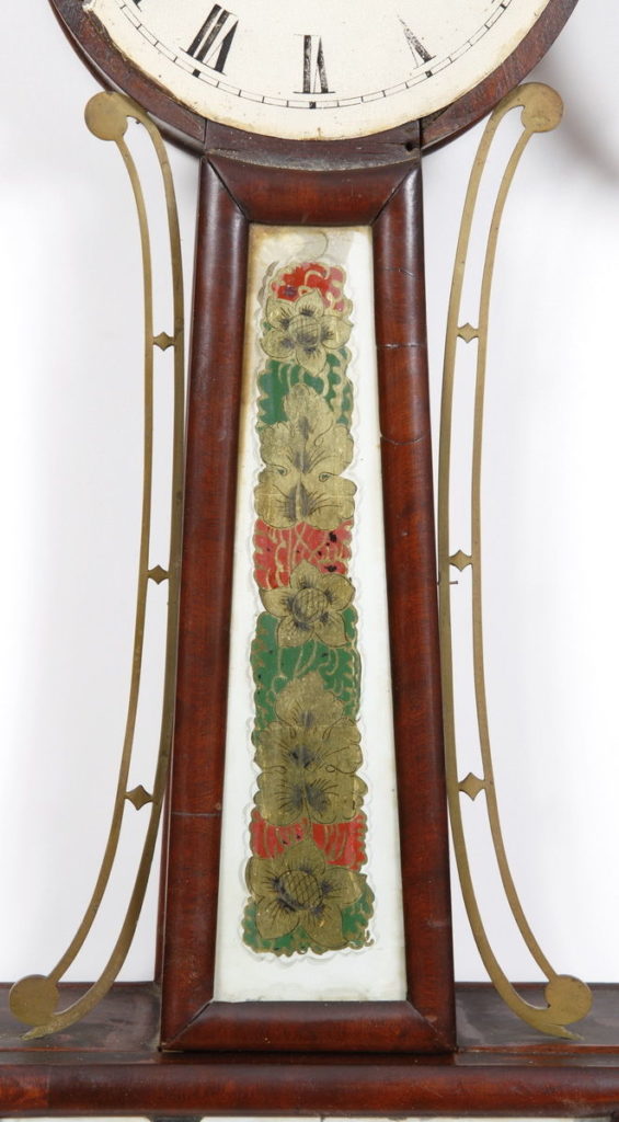 J. N. Dunning Burlington VT Banjo Clock Adams Brown Co., Antique Clocks