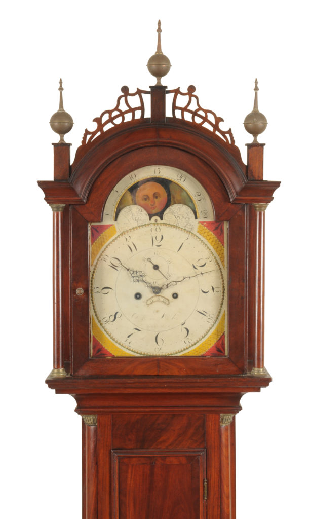 Massachusetts Tall Case Grandfather Clocks Adams Brown Co., Antique