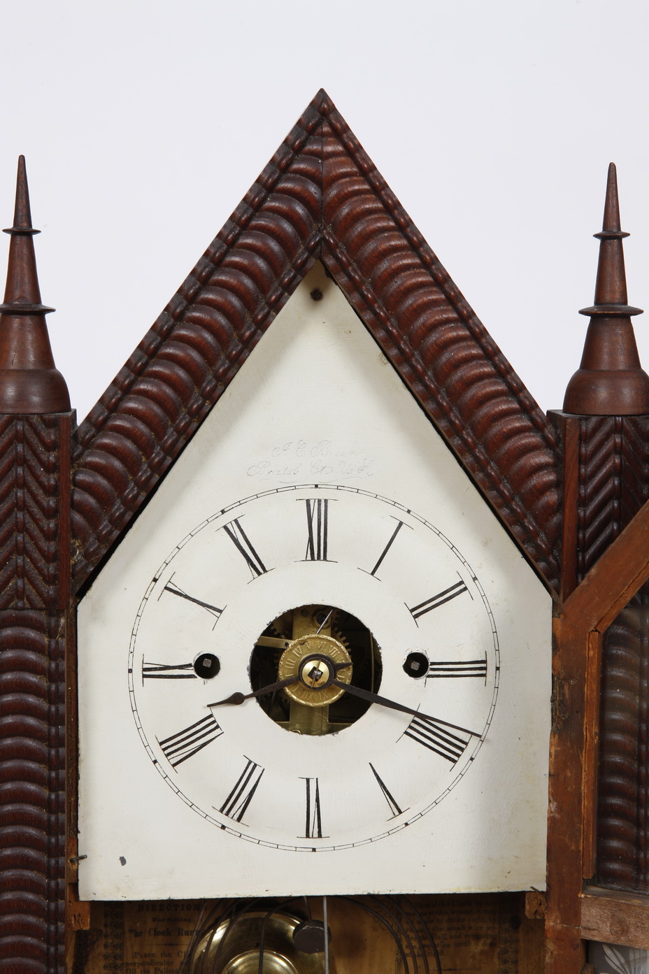 JC Brown Forestville Manufacturing 8 Day Ripple Steep Clock, Bristol CT