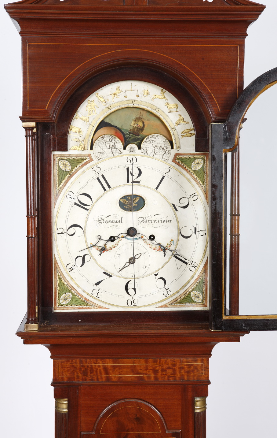 1815 Pennsylvania Inlaid Federal Mahogany Eight Day Sweep Seconds Tall