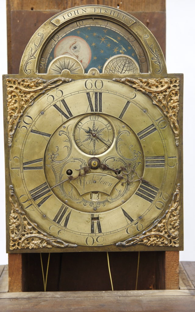John Fisher YorkTown Pennsylvania 8day Brass Dial Chippendale Tall