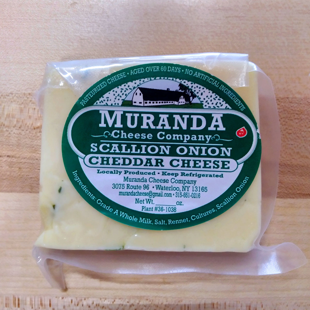 Scallion Onion Cheddar Cheese (4 oz.) Muranda Cheese Company Adams Cheese Shop