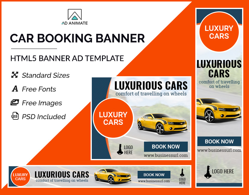 Car Booking Banner Online Booking Ad HTML5 Banner Designs