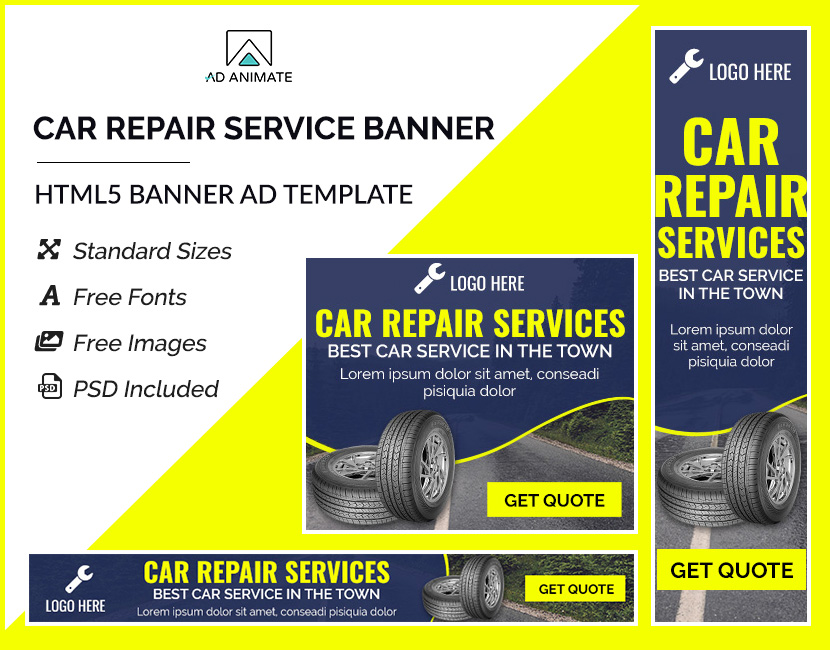 Car Repair Service Banner Car Insurance Ads Automobile Seller Banner