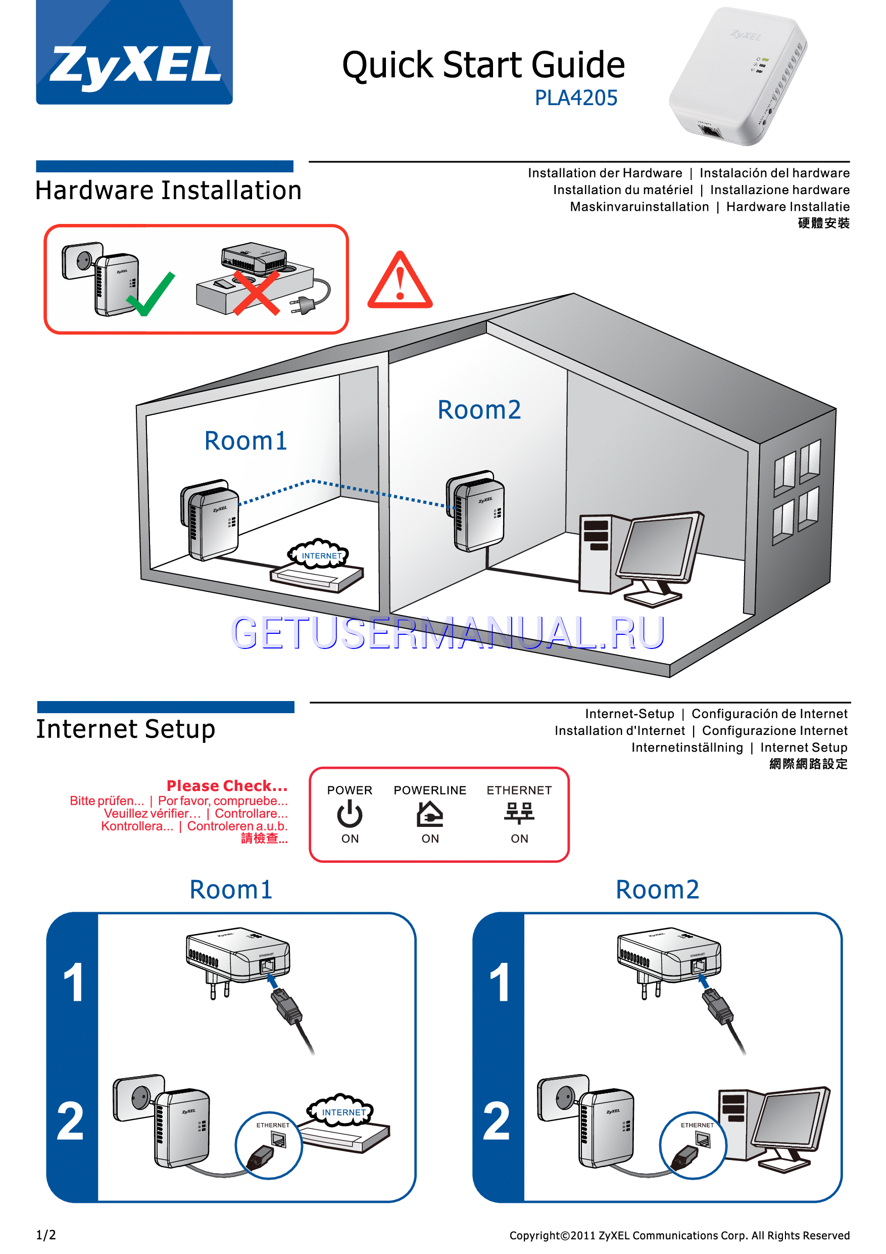 ZyXEL Adaptadores PLA4205 Manual de inicio rápido descargar gratis