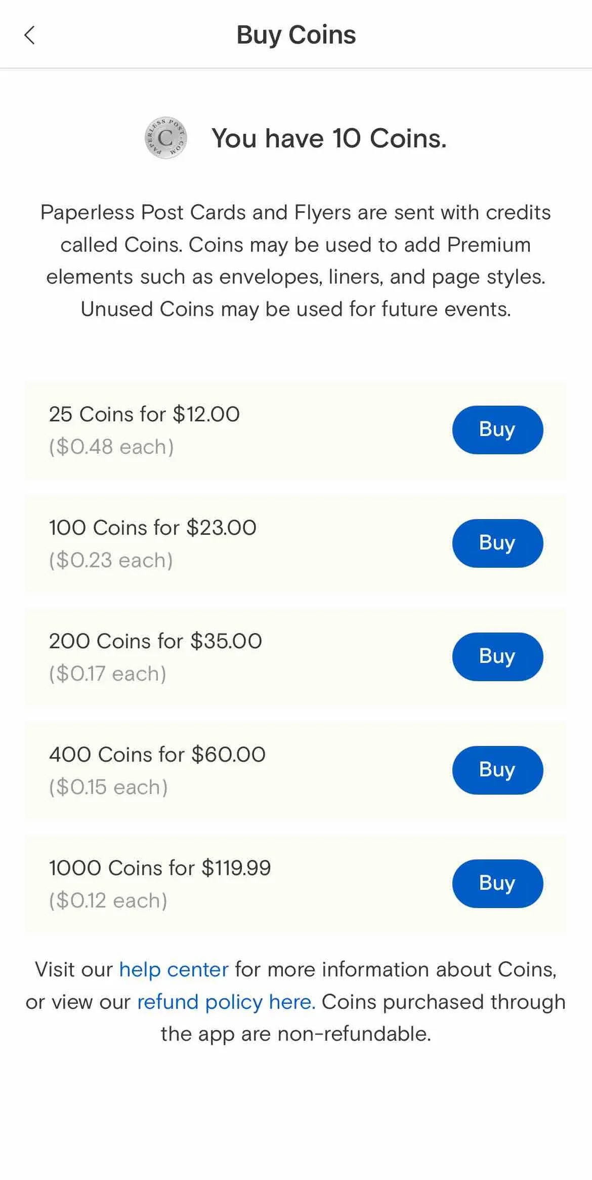 A mobile paywall by Paperless Post with Adapty