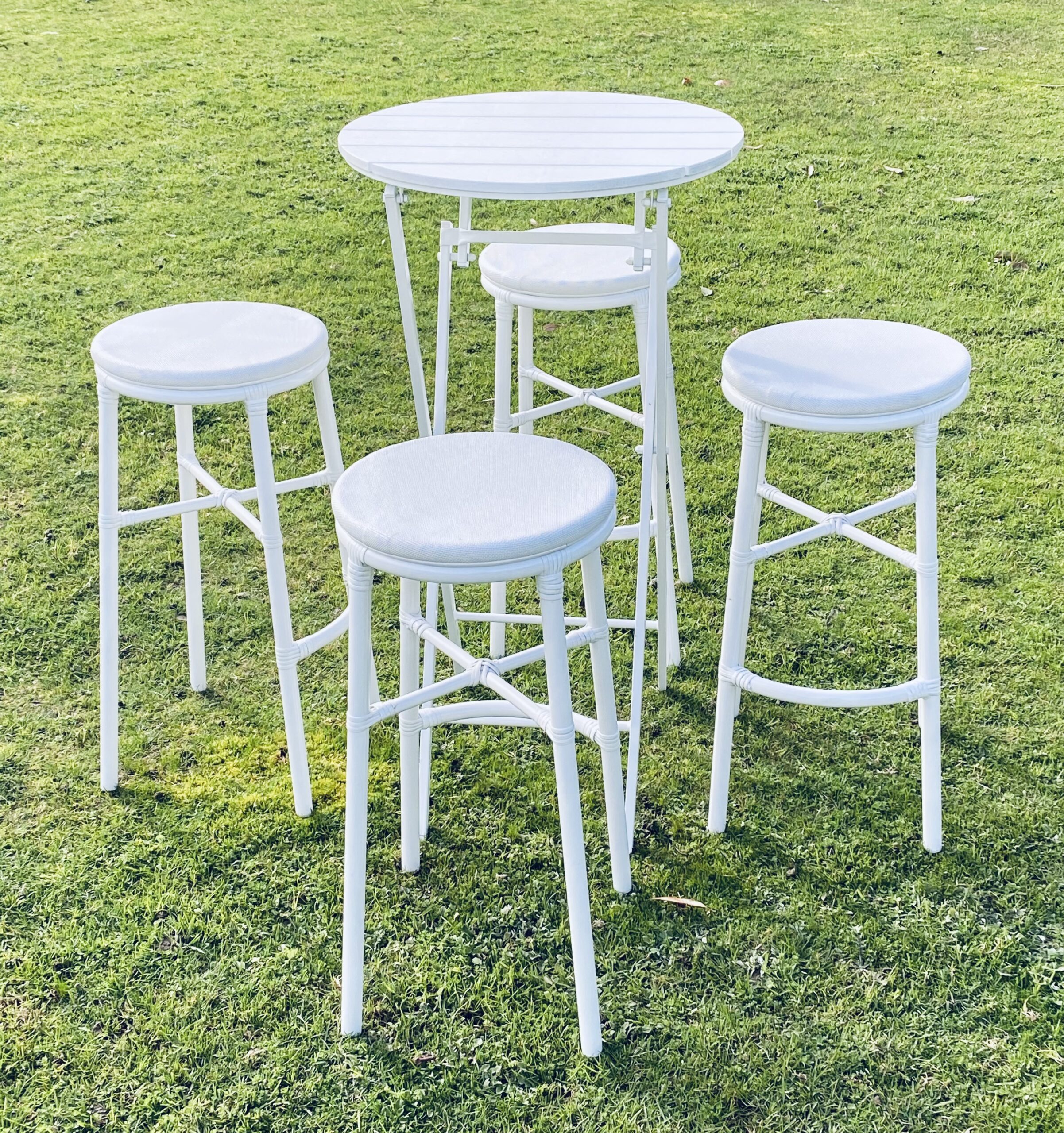 White Cocktail Tables and Stools Package for 20 A Day to Remember
