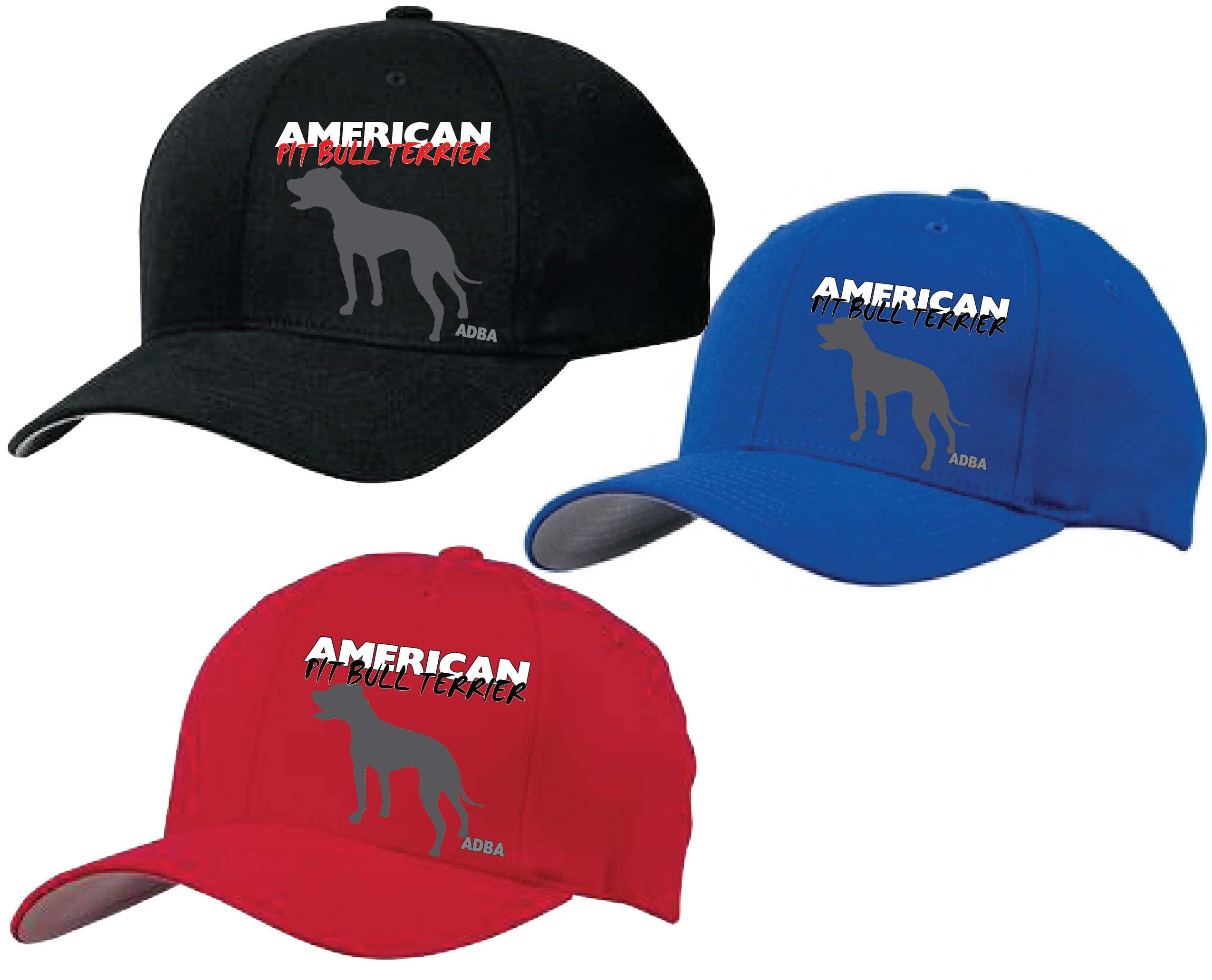 American Pit Bull Terrier Embroidered Flex Fit Hats