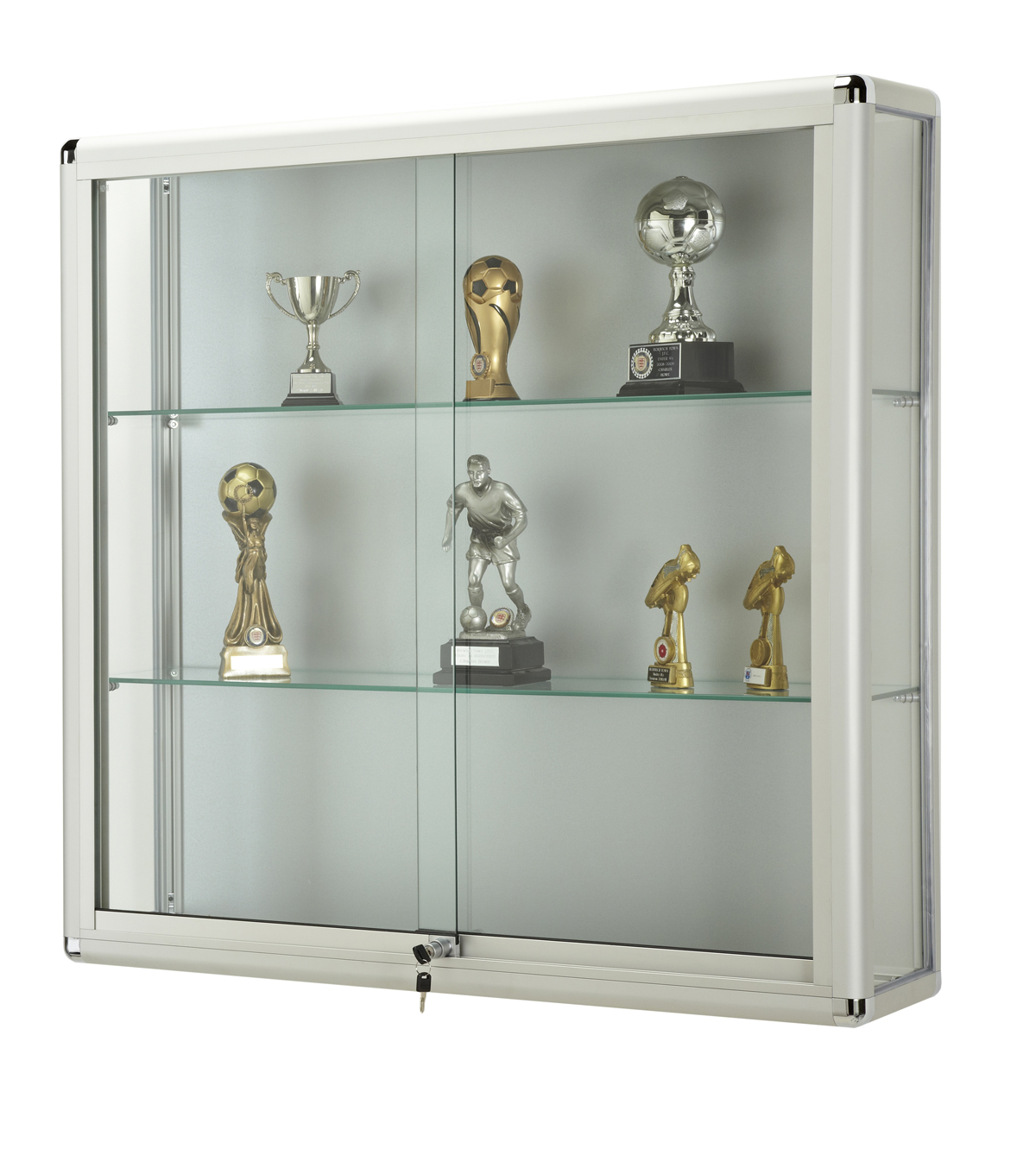 Wall Glass Showcase with Lockable Sliding Doors Adboards