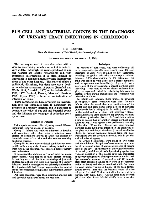 Pus Cell and Bacterial Counts in the Diagnosis of Urinary Tract