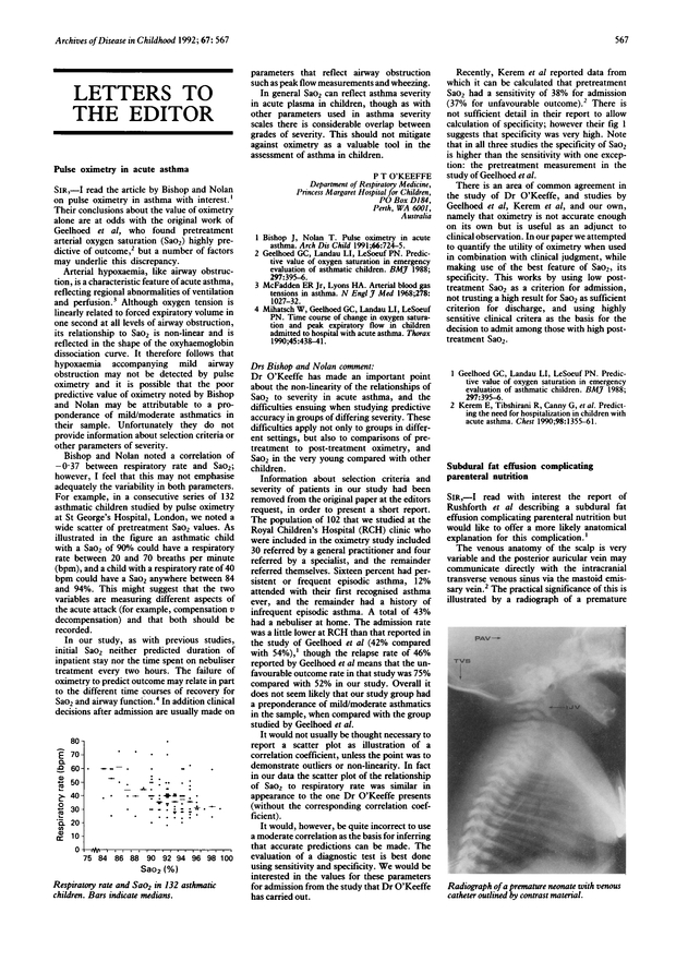 Pulse oximetry in acute asthma. Archives of Disease in Childhood