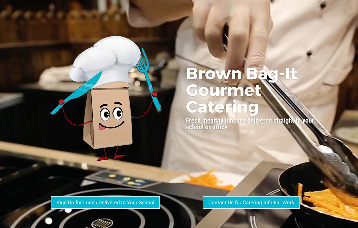 Brown BagIt Gourmet Catering AdChix site and Graphic Design