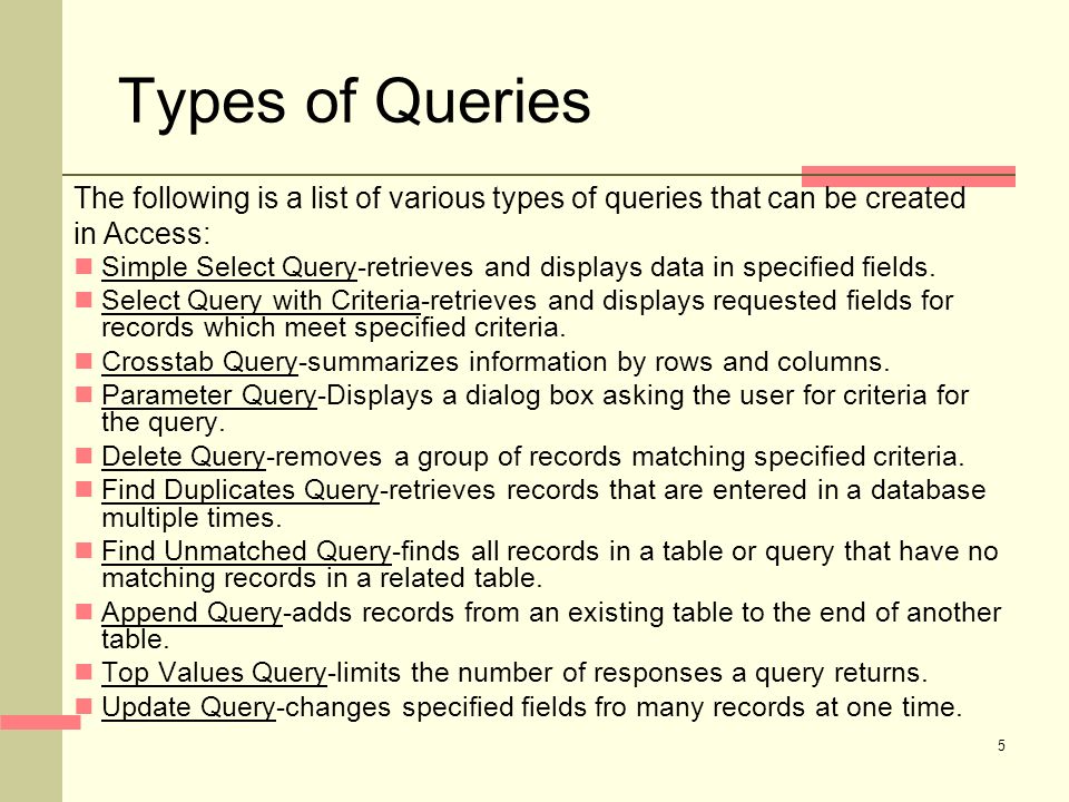 What is query and its types?