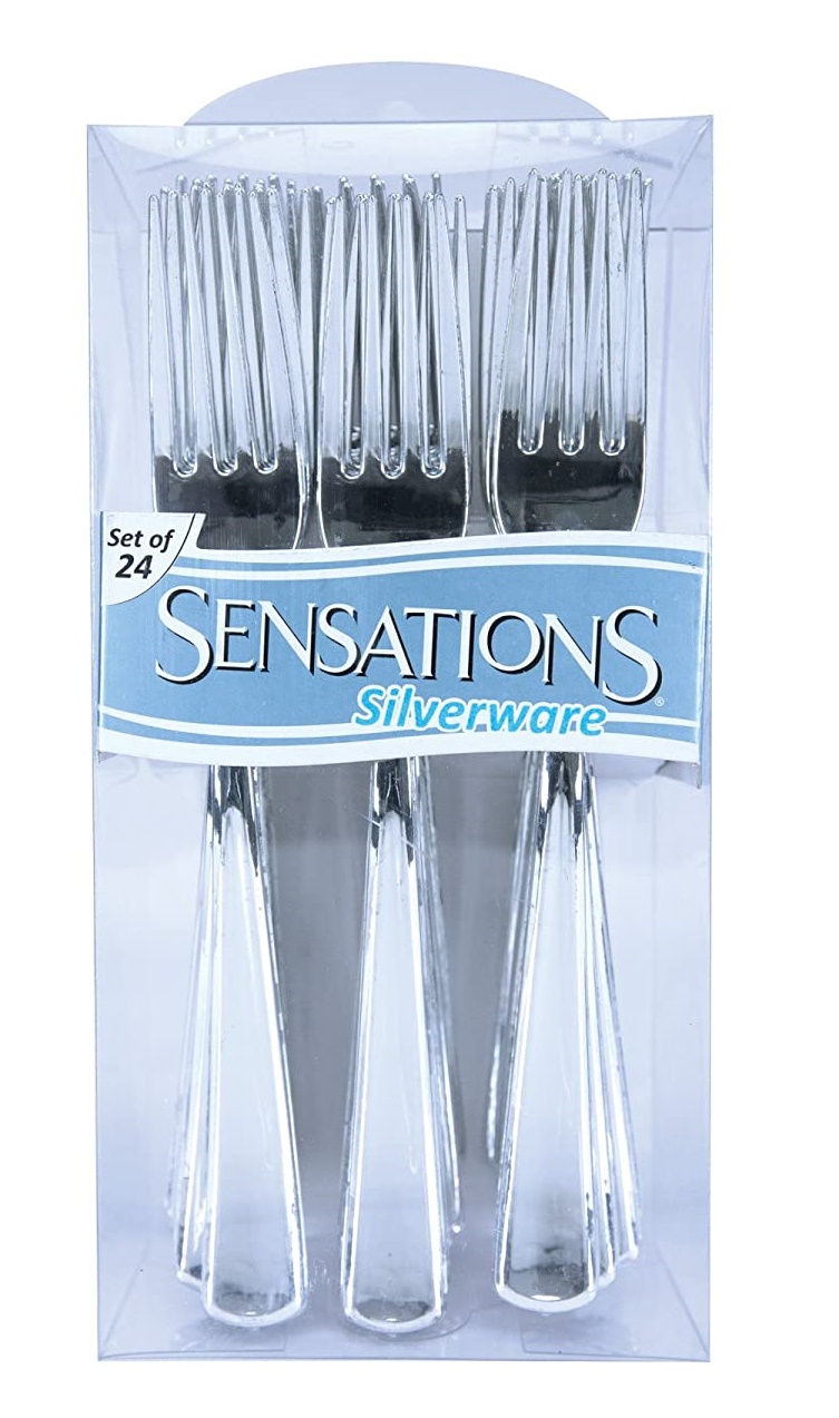Silver Metallic Forks (24 Pack) Add A Balloon