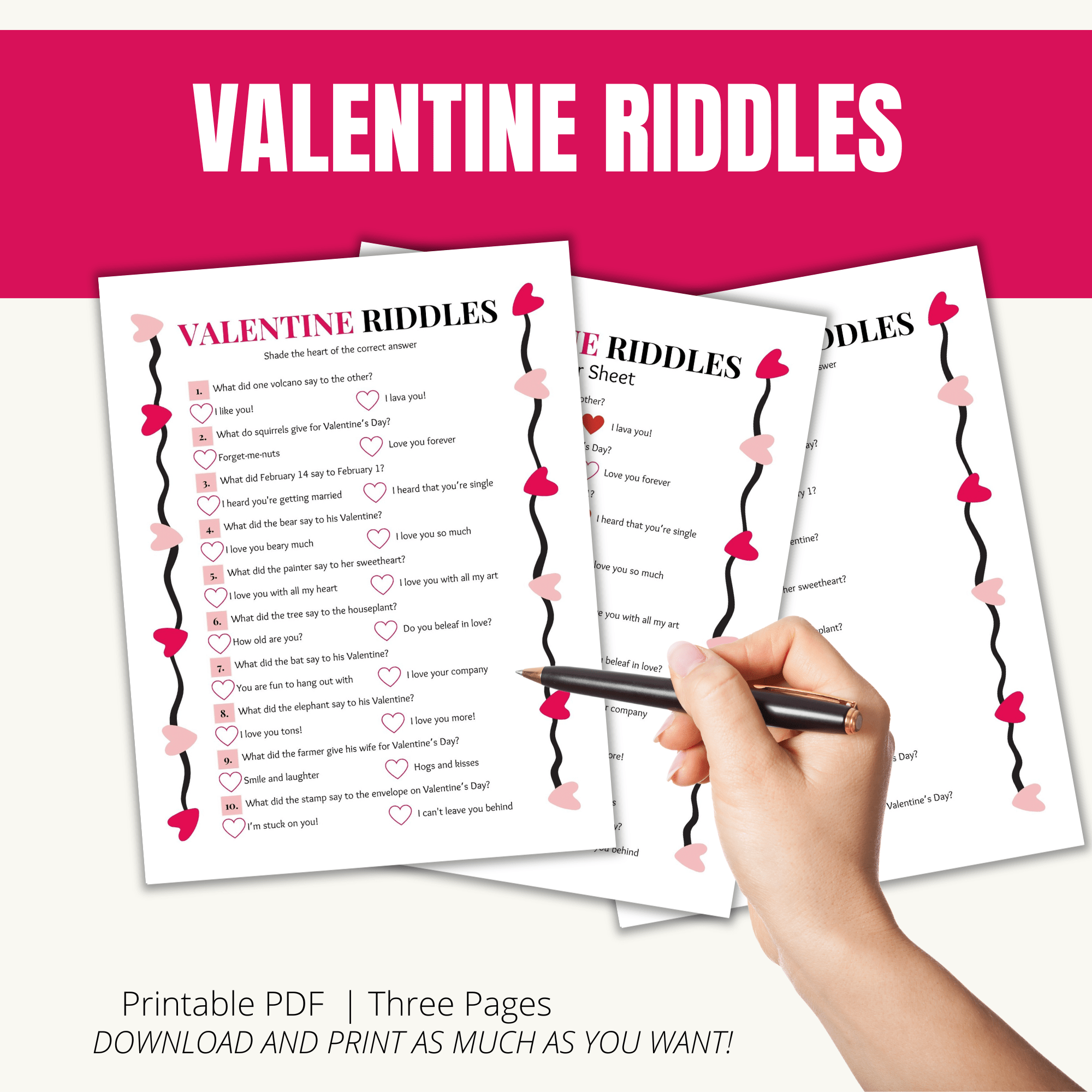 Valentine Riddles (Downloadable PDF) - Add A Little Adventure