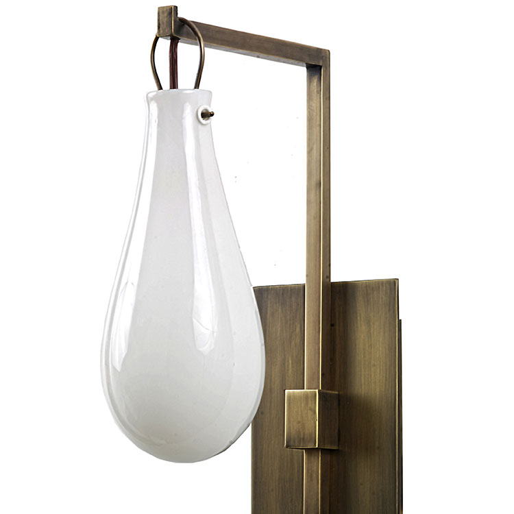 Modern Brass Sconce with MouthBlown Art Glass Balloon Shade ADD