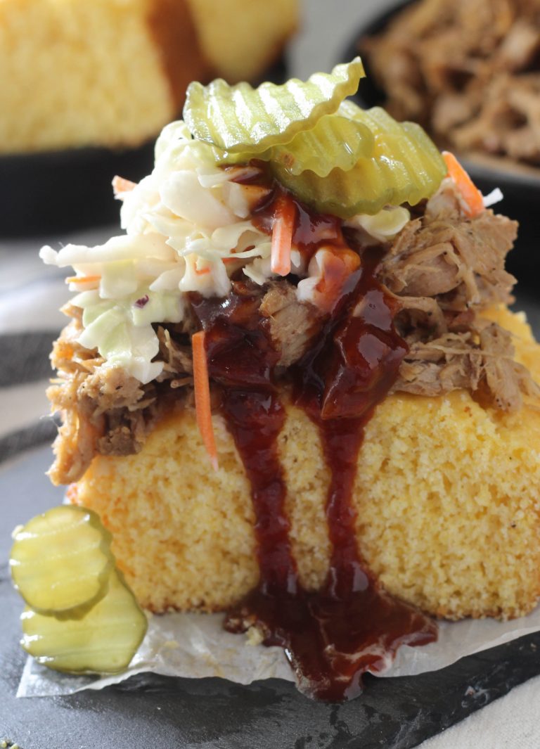 Easy Pulled Pork Cornbread Stack - addicted to recipes