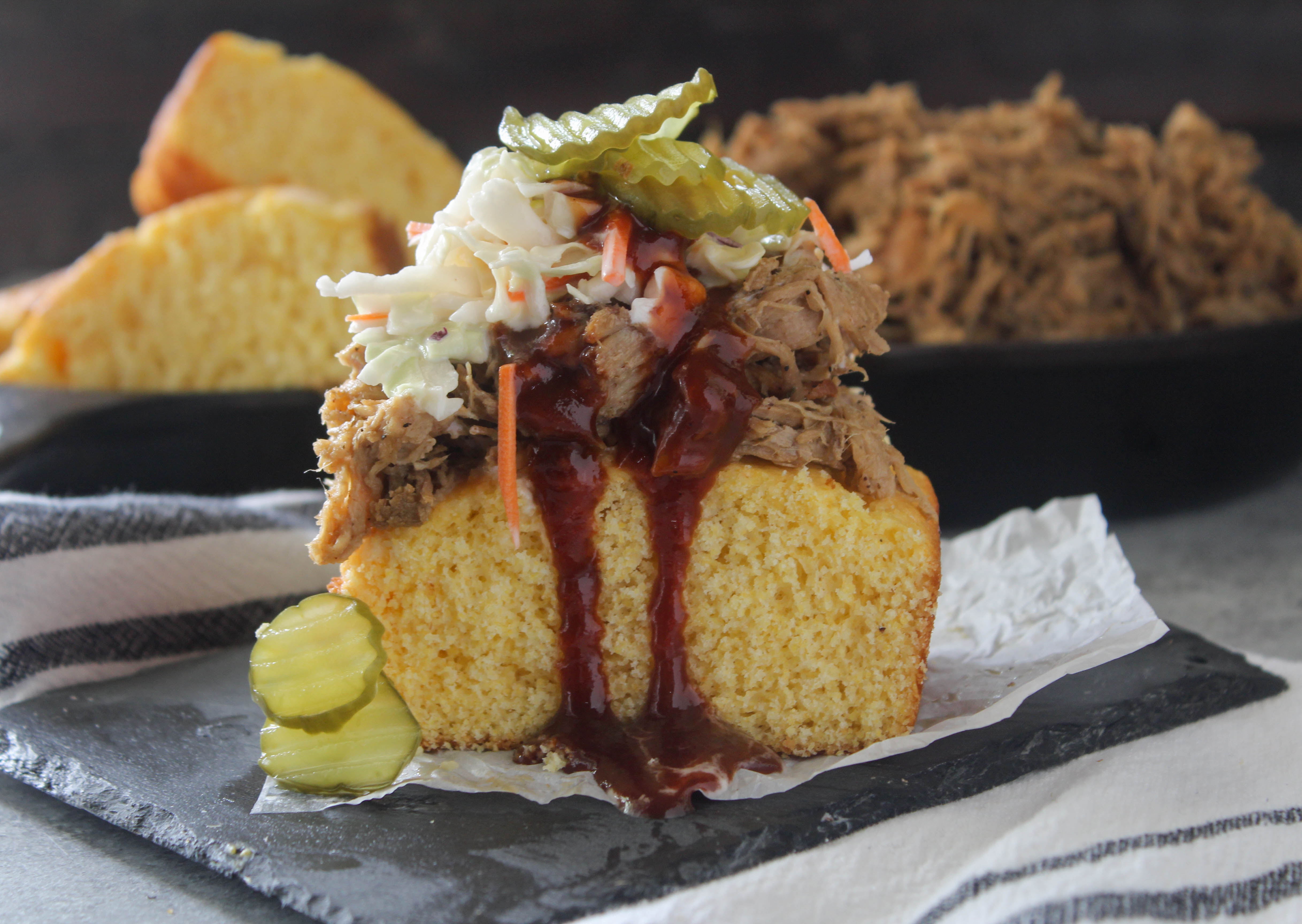 Easy Pulled Pork Cornbread Stack - addicted to recipes