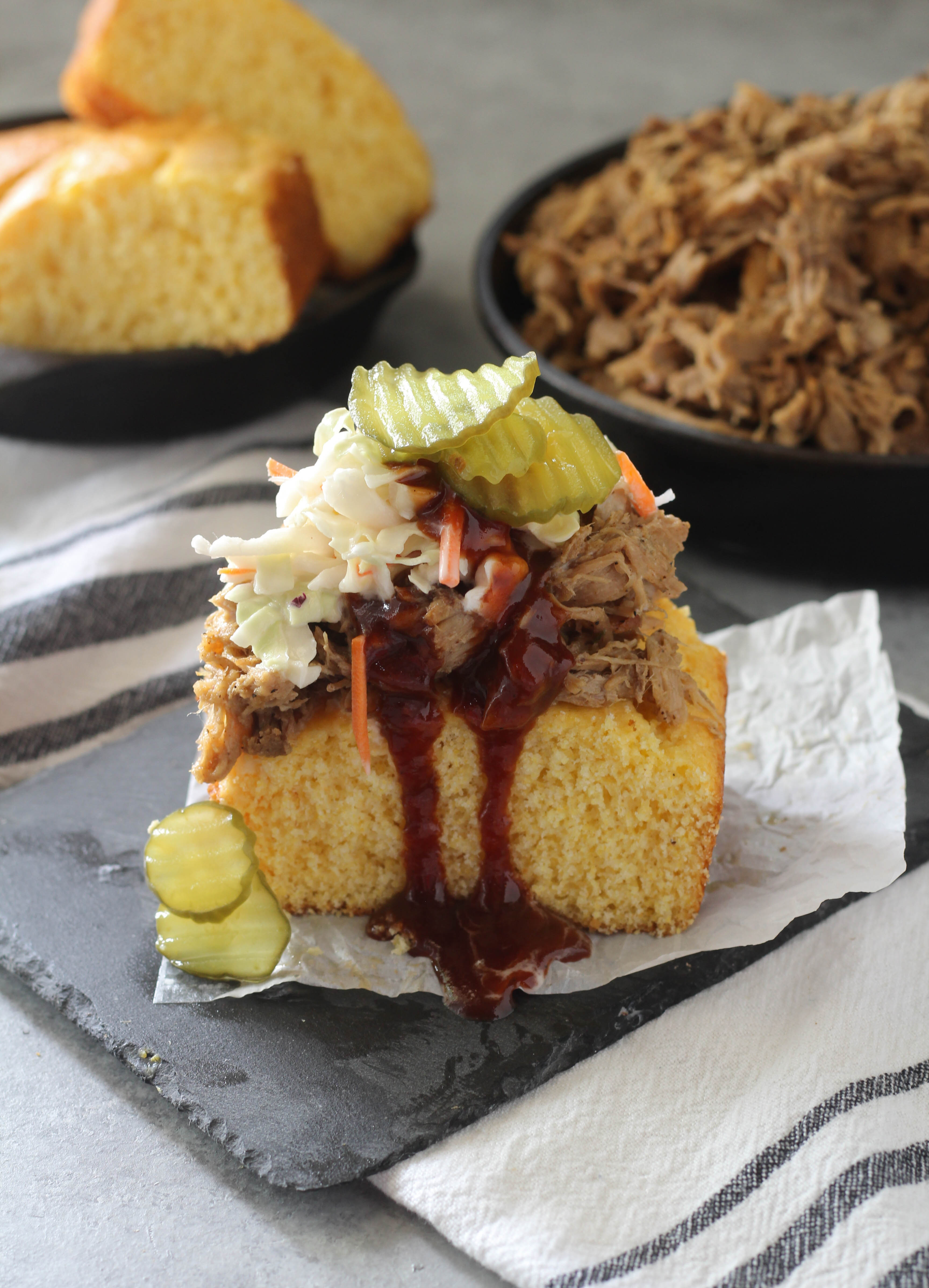 Easy Pulled Pork Cornbread Stack - addicted to recipes