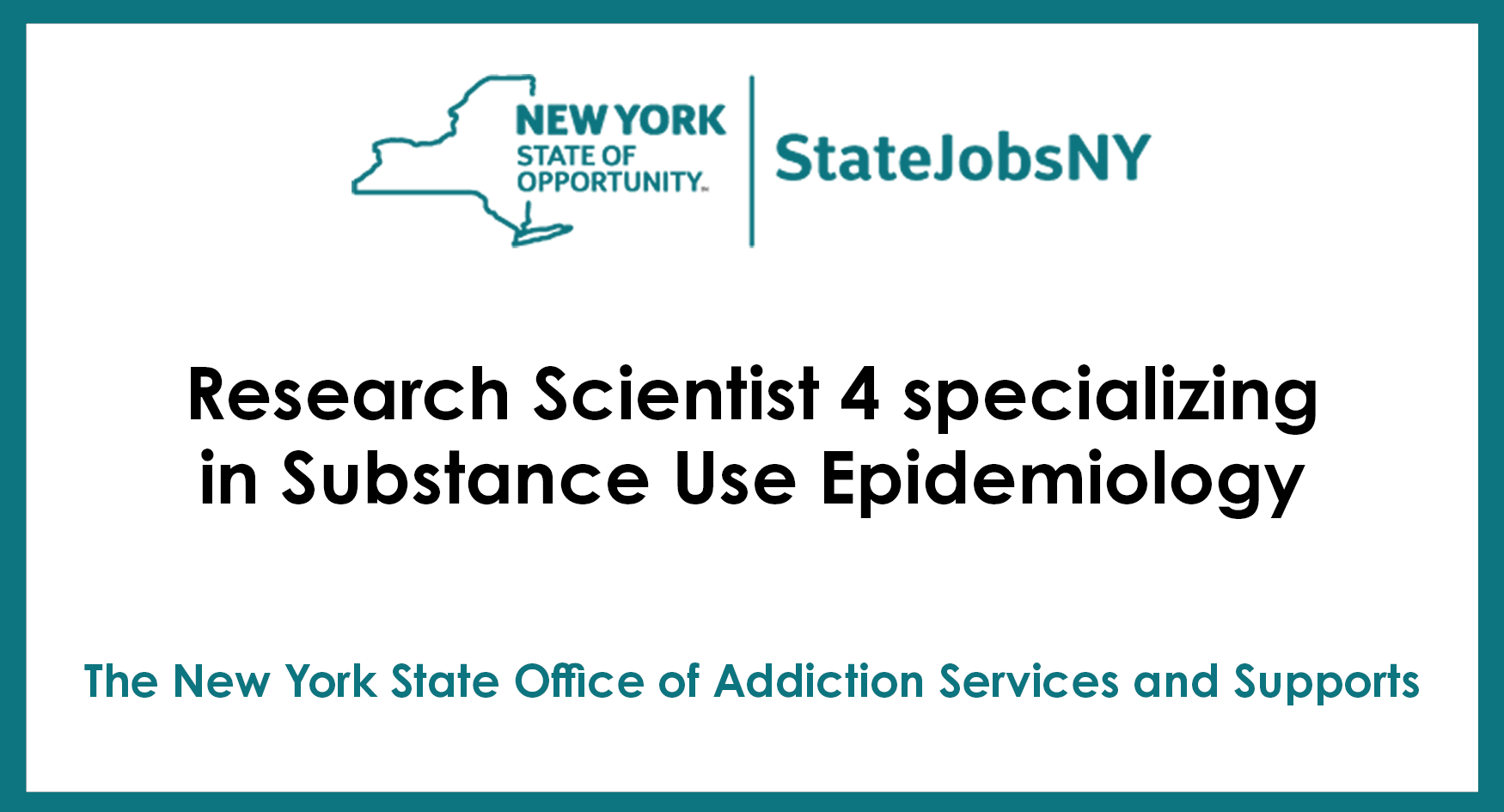Substance Use Epidemiology Opportunity at NYS OASAS Rutgers Addiction
