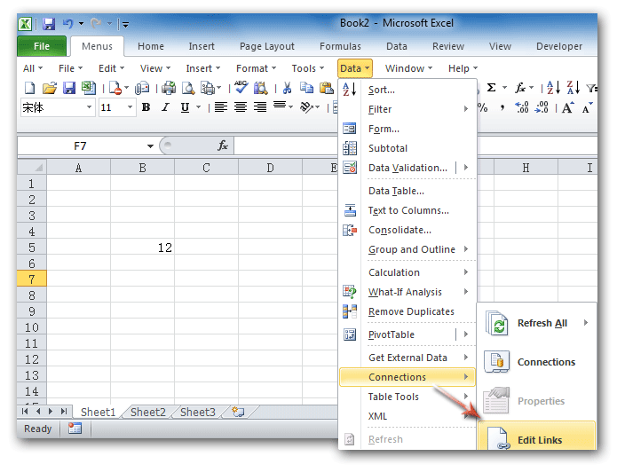 Where are Edit Links and Break Links in Microsoft Excel 2007, 2010