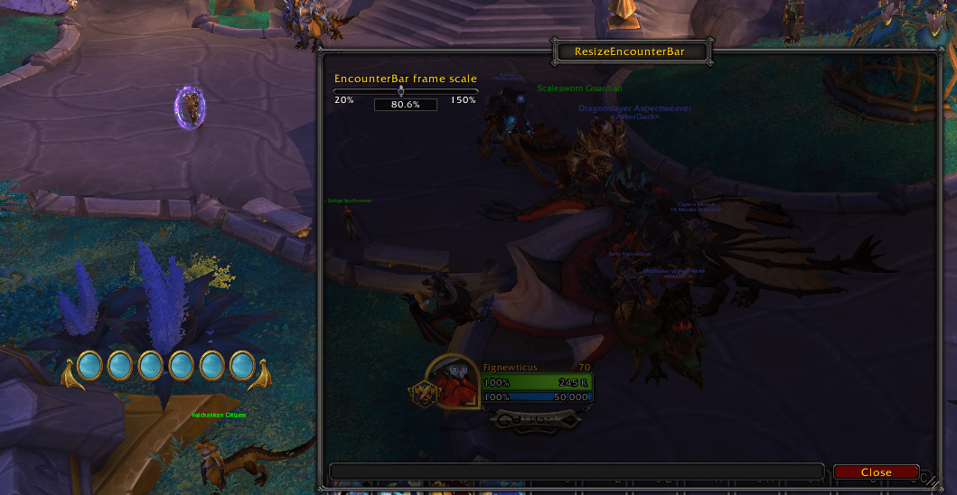 WoW ResizeEncounterBar аддон Dragonflight/Wrath of the Lich King