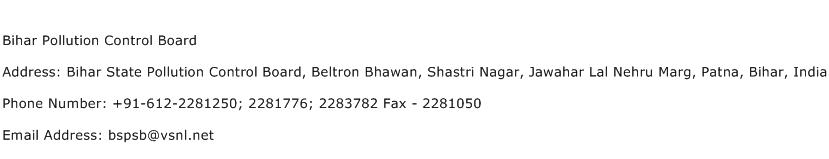 Bihar Pollution Control Board Address, Contact Number of