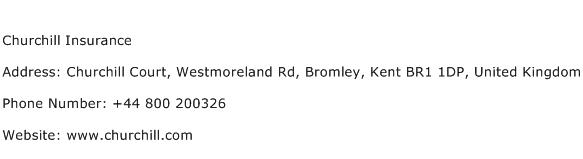 Churchill Insurance Address, Contact Number of Churchill Insurance