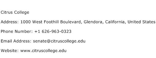 Citrus College Address, Contact Number of Citrus College