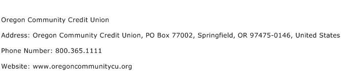Oregon Community Credit Union Address, Contact Number of Oregon