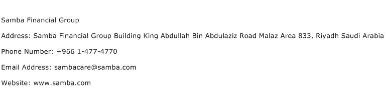 Samba Financial Group Address, Contact Number of Samba Financial Group
