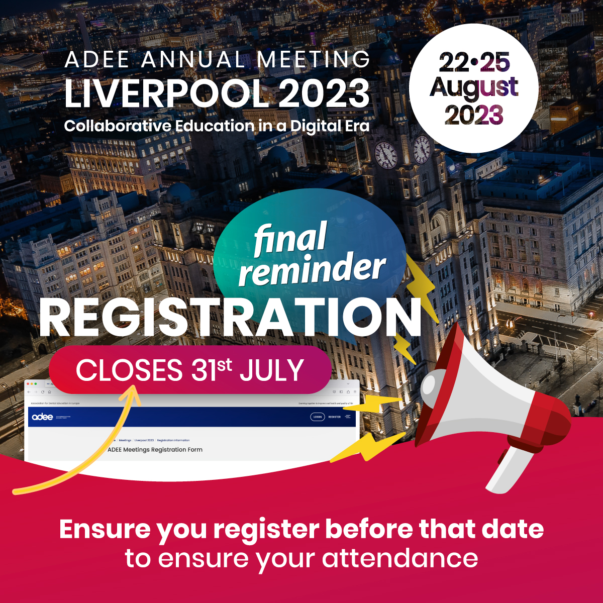 Final Reminder ADEE 2023 Liverpool Registration Closes 31st July