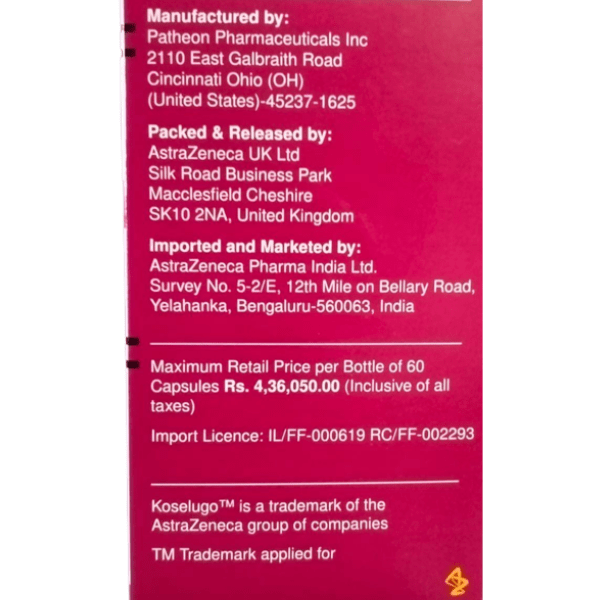 KOSELUGO 10MG CAP 60S Adeline Pharmaceuticals Pvt Ltd