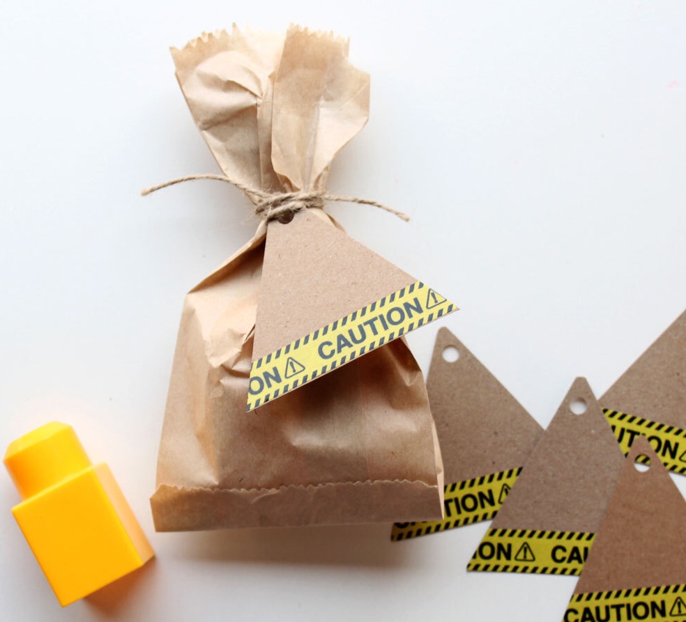 Construction party favour bags