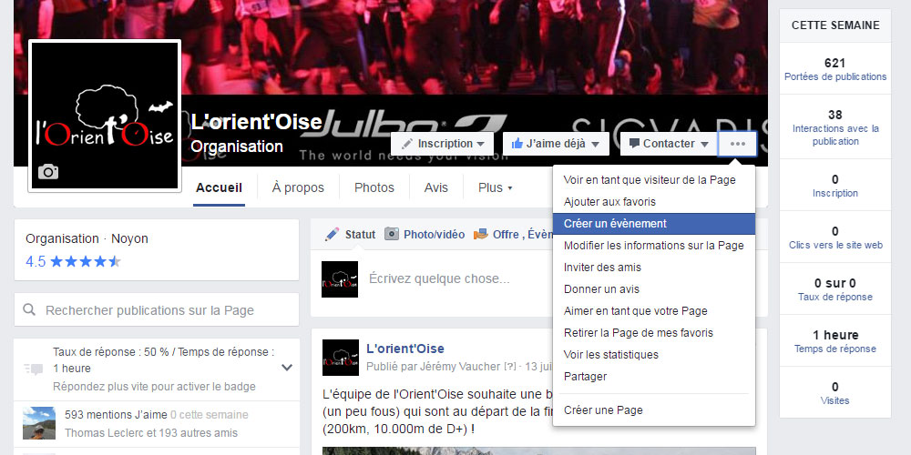 Créer une page facebook pour sa course