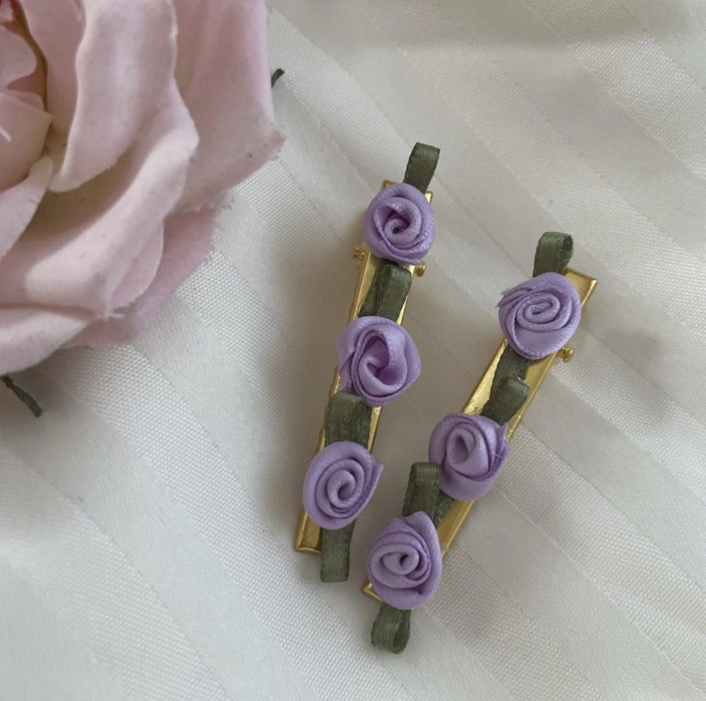 The Ribbon Rose Hair Clips Adiana