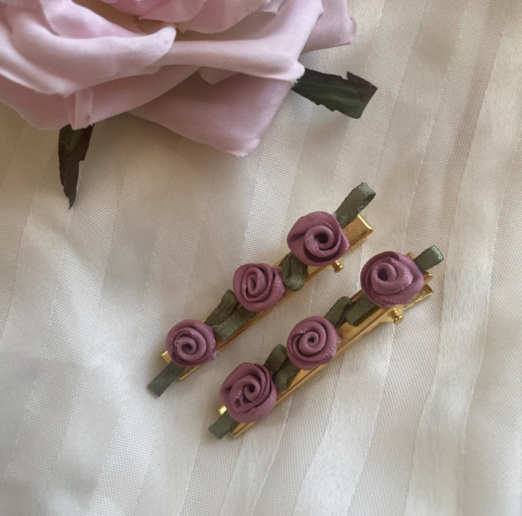 The Ribbon Rose Hair Clips Adiana