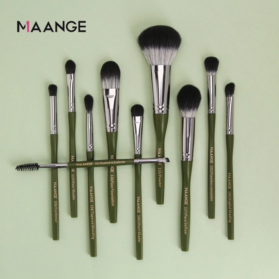 Maange 10pcs Green Makeup Brush With Bag Adibs Online Beauty Shop