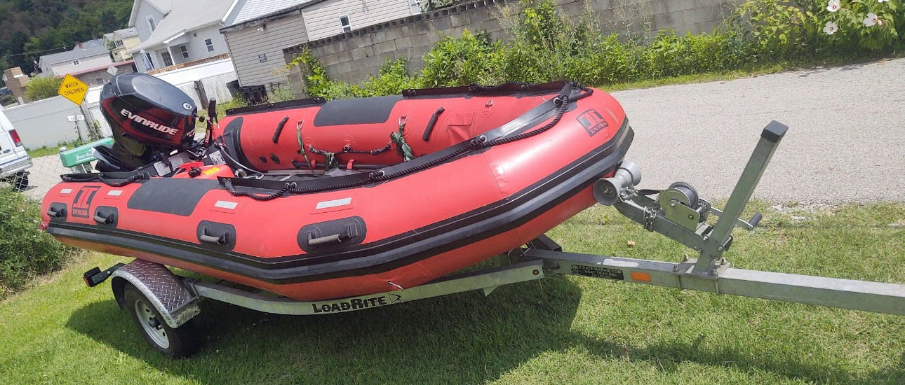 2018 Inmar 14 foot inflatable boat with trailer Adirondack Fire
