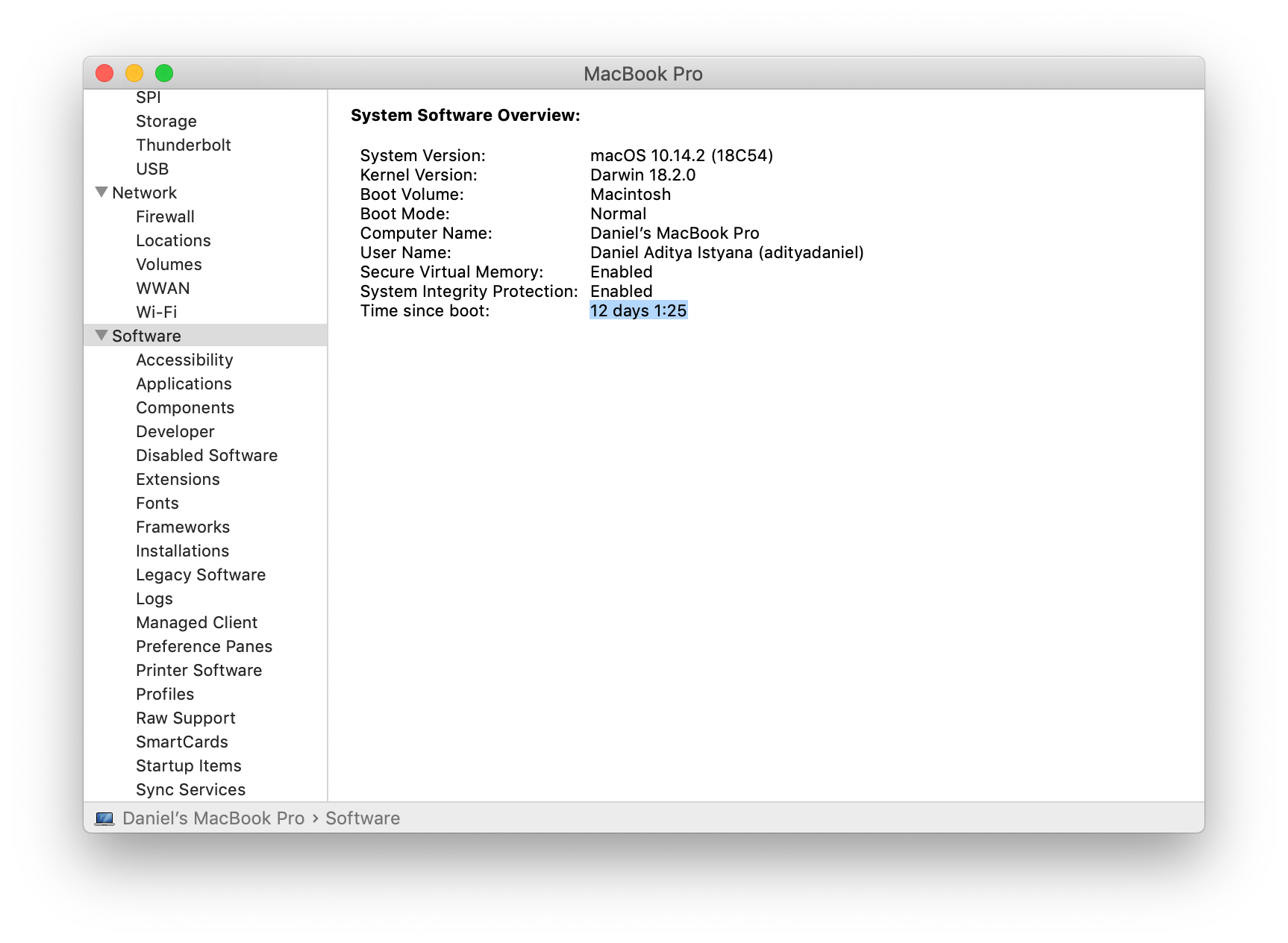 mac uptime system preferences Aditya Daniel