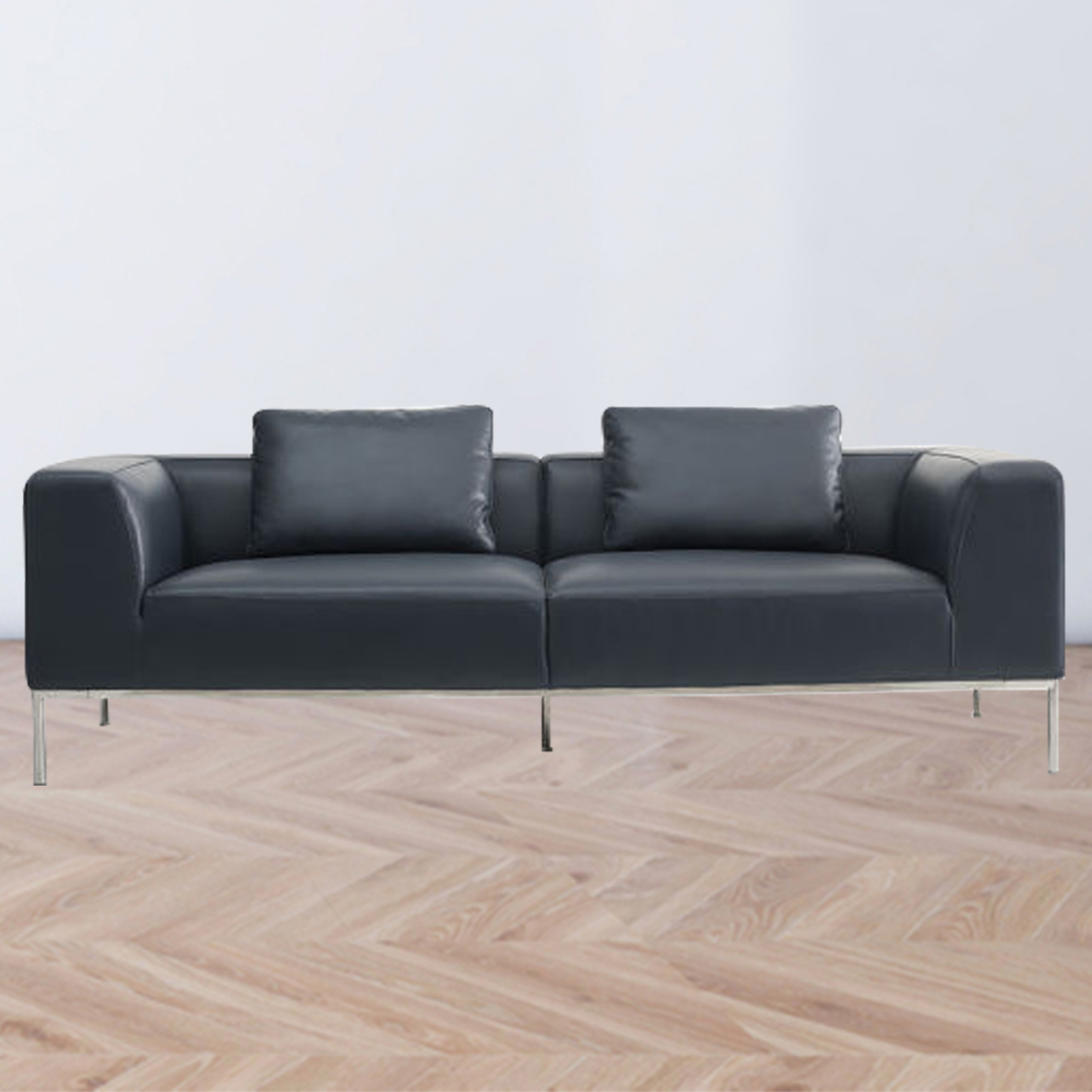 Black Leather 2 Seater Sofa for sale in Lahore Adjungle.pk