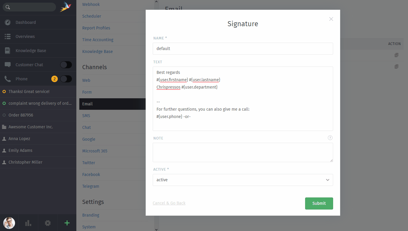 Signatures — Zammad Admin Documentation documentation
