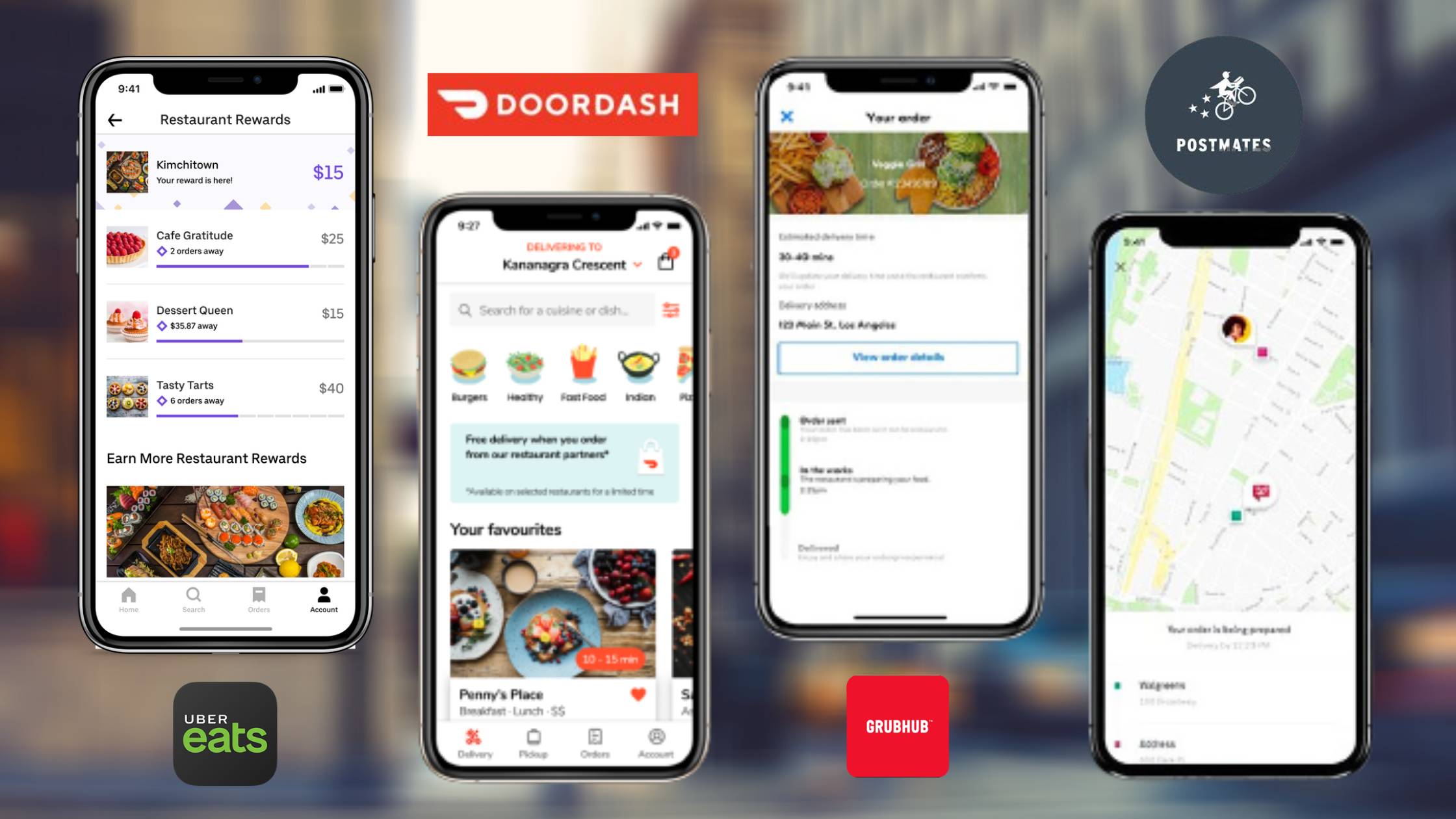 Doordash V/s Grubhub V/s Ubereats V/s Postmates