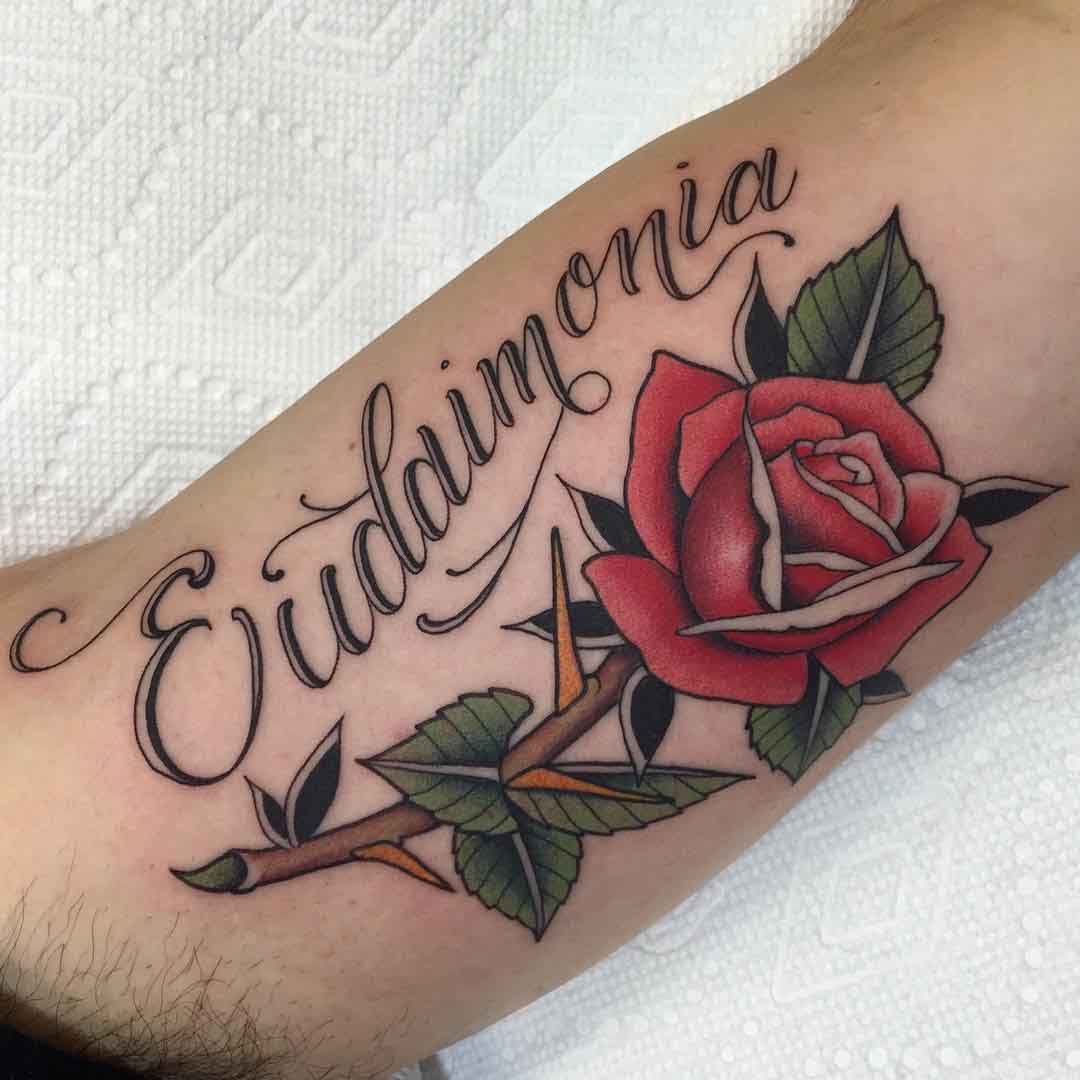 Rose With Lettering Tattoo Best Tattoo Ideas Gallery