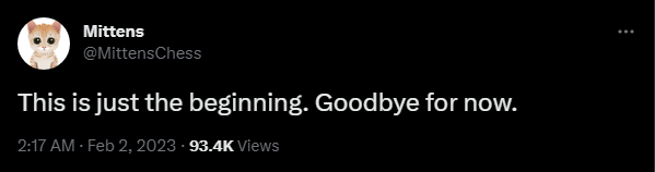 Mittens says goodbye on <!-- raw HTML omitted -->Twitter<!-- raw HTML omitted -->